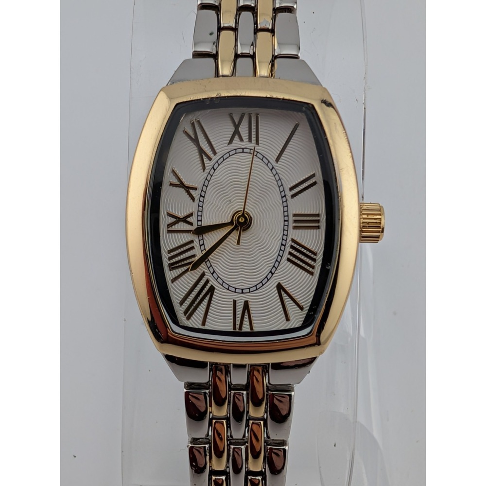 Time & Tru Watch Women 23mm Case Two Tone 7.5" Band- New Battery